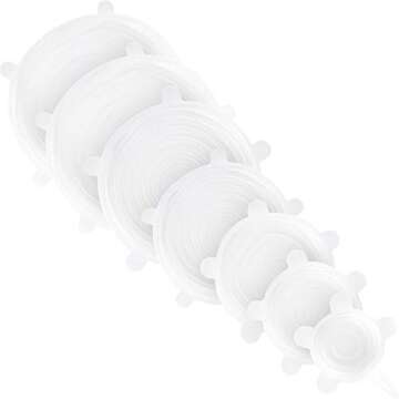 Modfamily Silicone Stretch Lids (7 Pack, Includes Exclusive XL Size), Reusable, Durable & Expandable to Fit Many Container Sizes & Shapes. Superior for Keeping Food Fresh, Dishwasher & Freezer Safe