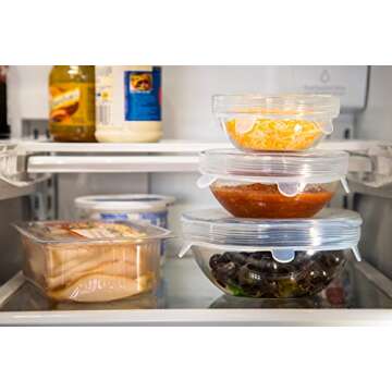 Modfamily Silicone Stretch Lids (7 Pack, Includes Exclusive XL Size), Reusable, Durable & Expandable to Fit Many Container Sizes & Shapes. Superior for Keeping Food Fresh, Dishwasher & Freezer Safe