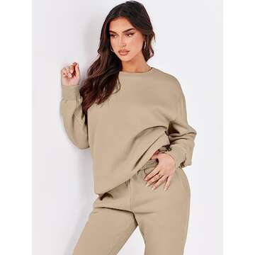 ANRABESS Women's Cozy Two Piece Lounge Set - Fashionable Comfort