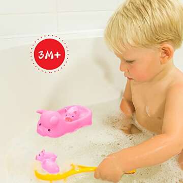 Baby Bath Toys 4Pcs Rubber Pink Pig Family Squeak Float Bath Ducks Bath Tub Shower Toys for Toddlers...