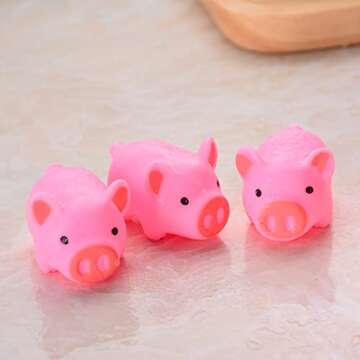 Baby Bath Toys 4Pcs Rubber Pink Pig Family Squeak Float Bath Ducks Bath Tub Shower Toys for Toddlers Boys Girls