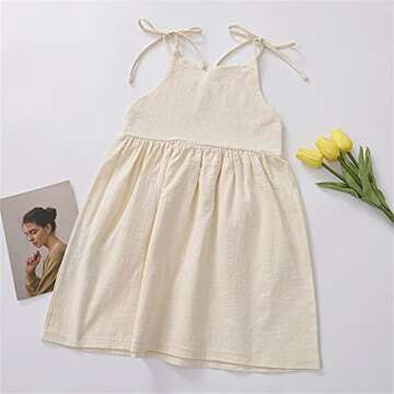 Toddler Summer Dress Cotton Linen Casual Beach Sundress