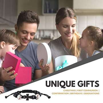 My Sports Baseball Athlete Rosary Bracelet with Wood Cross Pendant, 7 1/2 Inch Ball