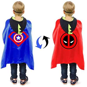 VOSOE Double-Sided Superhero Capes & Masks for Kids