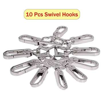 JAKAGO Swivel Lobster Clasps Clips Lanyard Snap Hook and Slide Buckles and Metal D Ring Semi-Circular D Ring for Handbag Bags Cat Dog Collar Buckles Ring Hand DIY Accessories Dog Leash Hardware Craft