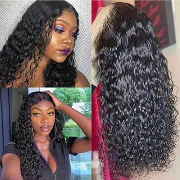 9A Water Wave Human Hair Lace Front Wigs PrePlucked with Baby Hair Unprocessed Brazilian Remy Deep Curly Wave Lace Frontal Human Hair Wig Full End Lace Wigs Natural Color Wet Human Hair Wigs for Women
