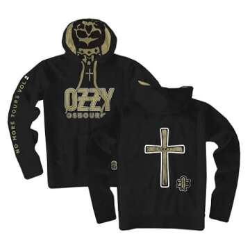 2Bhip Ozzy Osbourne No More Tours Front & Back Print Adult Zip Up Long Sleeve Hoodie Sweatshirt - Black - Medium