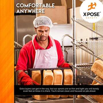 Xpose Safety 100 White Plastic Disposable Aprons for Cooking & more Individually Packaged, Durable 1 Mil Waterproof Polyethylene 24" x 48"