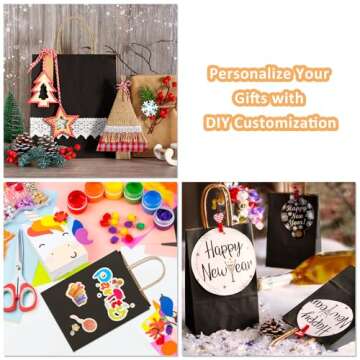 BagDream Kraft Paper Bags 25Pcs 5.25x3x8 Inches Small Paper Gift Bags Shopping Bags, Kraft Bags, Party Favor Bags, Black Gift Bags with Handles Bulk