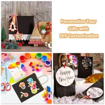 BagDream Kraft Paper Bags 25Pcs 5.25x3x8 Inches Small Paper Gift Bags Shopping Bags, Kraft Bags, Party Favor Bags, Black Gift Bags with Handles Bulk