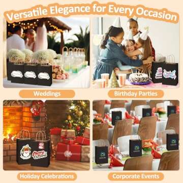 BagDream Kraft Paper Bags 25Pcs 5.25x3x8 Inches Small Paper Gift Bags Shopping Bags, Kraft Bags, Party Favor Bags, Black Gift Bags with Handles Bulk