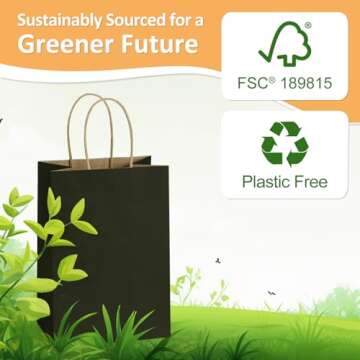 BagDream Kraft Paper Bags 25Pcs 5.25x3x8 Inches Small Paper Gift Bags Shopping Bags, Kraft Bags, Party Favor Bags, Black Gift Bags with Handles Bulk