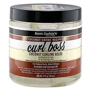 Aunt Jackie's Coconut Crème Recipes Curl Boss Coconut Curling Hair Gel for Natural Curls, Coils and...