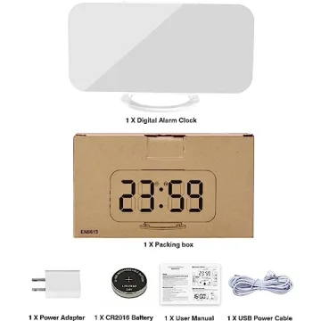 7" LED Mirror Digital Alarm Clock with 2 USB Ports