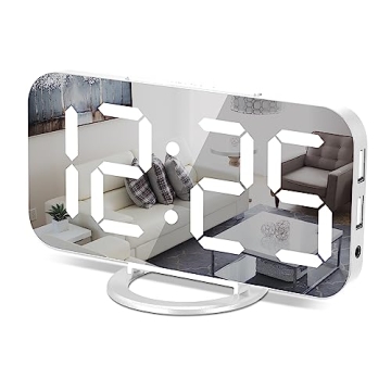 7" LED Mirror Digital Alarm Clock with 2 USB Ports