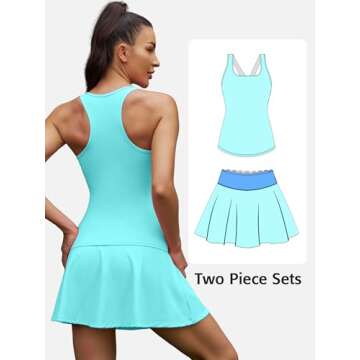 ATTRACO Women's Tennis Dress 2 Piece Skirts Sets for Sporty Style