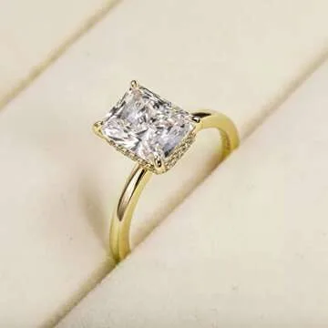 EAMTI Elegant 3CT Sterling Silver Engagement Ring for Her