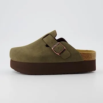 CUSHIONAIRE Women's Cork Footbed Clogs – Vegan Leather Comfort