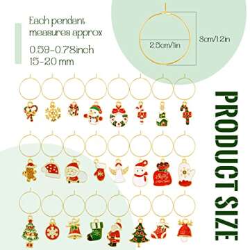 Junkin 24 Pcs Wine Glass Charms Markers Tags for Stem Glasses Drink Markers Wine Charm Rings Identif...