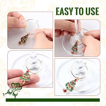 Junkin 24 Pcs Wine Glass Charms Markers Tags for Stem Glasses Drink Markers Wine Charm Rings Identifier for Bachelorette Tasting Party Favors Decorations(Vivid Style)