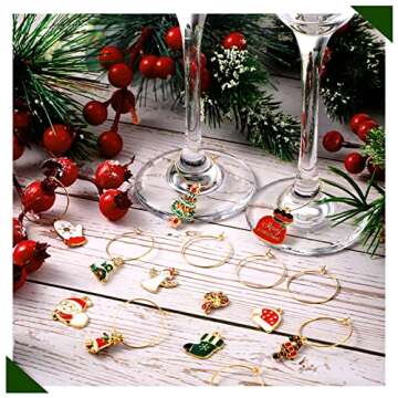 Junkin 24 Pcs Wine Glass Charms Markers Tags for Stem Glasses Drink Markers Wine Charm Rings Identifier for Bachelorette Tasting Party Favors Decorations(Vivid Style)