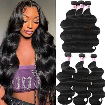 Unice Hair Brazilian Virgin Human Hair Weave Bundles 3pcs Body Wave Weft Extensions Natural Color 12...