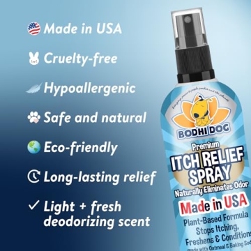 Bodhi Dog Anti Itch Spray | Natural Soothing Relief for Dry, Itchy, Bitten or Allergy Damaged Skin Treatment | Anti Itch Spray for Dogs & Cats | Made in USA (Oatmeal, 8 oz)