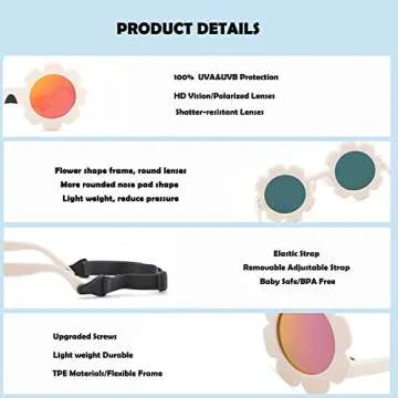 Bouryo Baby Flower Sunglasses for 0-24 Months Kids