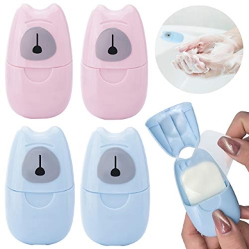 NANASO 4 Boxs(200 Sheets) Paper Soap,Mini Portable Travel Soap Paper Sheets,Disposable Soap Paper fo...