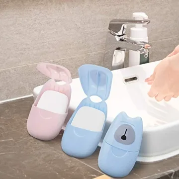 NANASO 4 Boxs(200 Sheets) Paper Soap,Mini Portable Travel Soap Paper Sheets,Disposable Soap Paper for Outdoor,Camping, Hiking,Hand Washing Bath Scented Paper Soap