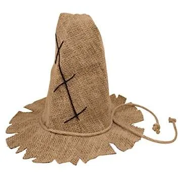 Nicky Bigs Novelties Unisex Adult Brown Burlap Straw Scarecrow Costume Hat - Harvest Witch Wizard Hats, One Size