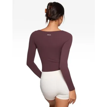 INGIA Womens V-Neck Long Sleeve Crop Top for All Occasions