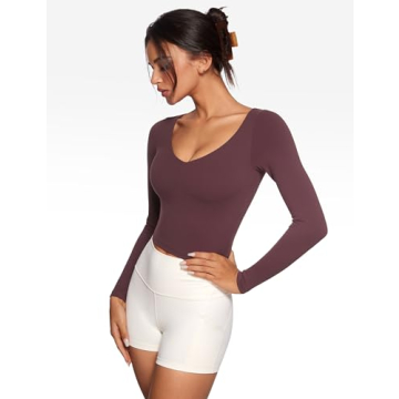 INGIA Womens V-Neck Long Sleeve Crop Top for All Occasions