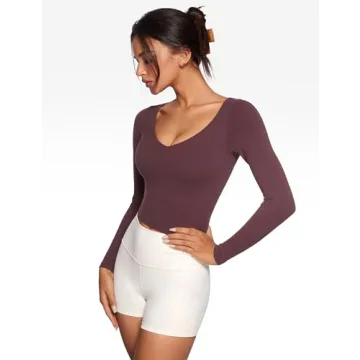 INGIA Womens V-Neck Long Sleeve Crop Top for All Occasions