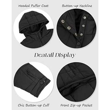 Fazortev Womens Oversized Puffer Jacket Quilted Dolman Hoodies Pullover Long Sleeve Lightweight Warm Tops Coat