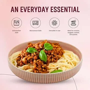 American Atelier 9-Inch Pasta Bowl (Set of 4) - 42 oz Wide Shallow Porcelain Low Dinner Bowls, Stylish & Modern Dinnerware for Serving at Home, Restaurants, First Apartment, College Dorms (Blush)