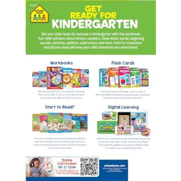 School Zone - Get Ready for Kindergarten Workbook - 256 Pages, Ages 5 to 6, Alphabet, ABCs, Letters,...