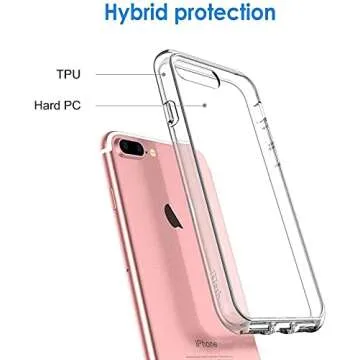 JETech Case for iPhone 8 Plus and iPhone 7 Plus 5.5-Inch, Non-Yellowing Shockproof Phone Bumper Cover, Anti-Scratch Clear Back (Clear)