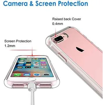 JETech Case for iPhone 8 Plus and iPhone 7 Plus 5.5-Inch, Non-Yellowing Shockproof Phone Bumper Cover, Anti-Scratch Clear Back (Clear)