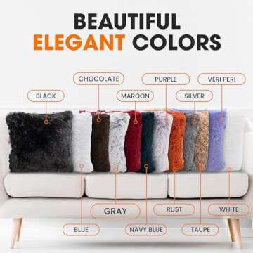Cheer Collection Throw Pillows for Couch and Bed, Soft Shaggy Throw Pillows with Inserts Included, Cozy Long Hair Faux Fur Pillows - Set of 2-18" x 18" - Gray