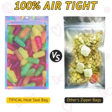 TIFICAL 100 PCS Holographic Bags for Lashes, Press On Nails, Candy, Small Baggies Sample Bag Smell Proof Packaging Bags for Jewelry, Resealable Bags for Small Business, Food Storage Bags