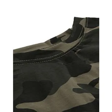 SweatyRocks Women's Summer Short Sleeve T Shirts Distressed Ripped Crop Tops Green Camo M