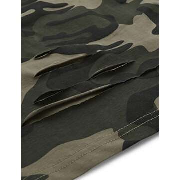 SweatyRocks Women's Summer Short Sleeve T Shirts Distressed Ripped Crop Tops Green Camo M