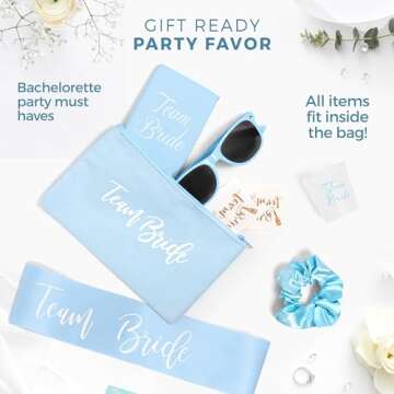 Chug Buddy Bachelorette Party Accessories & Supplies - 56 Piece Blue Bachelorette Party Decorations Pack with Bachelorette Sash, Sunglasses, Cups and More - Bride Accessories for Bachelorette Party