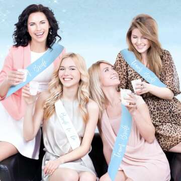 Chug Buddy Bachelorette Party Accessories & Supplies - 56 Piece Blue Bachelorette Party Decorations Pack with Bachelorette Sash, Sunglasses, Cups and More - Bride Accessories for Bachelorette Party