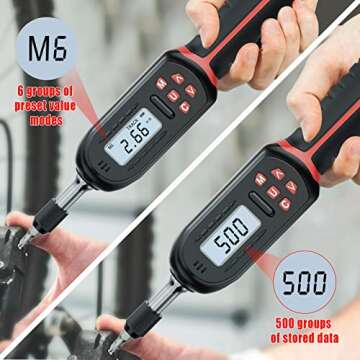 VANPO Digital Torque Screwdriver 2.66-53.1 in-lbs/0.3-6 Nm, Adjustable Screwdriver Torque Wrench Set with Buzzer/LED Indicator Notification for Bike Repairing, Tools, Maintenance and Mounting