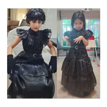 VORLITS Girls Black Halloween Costume Dress with Accessories