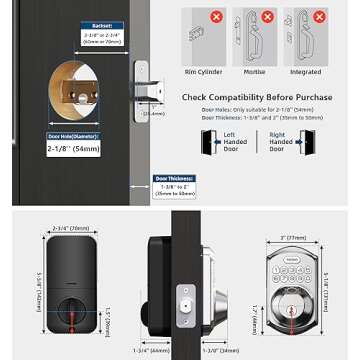 TEEHO TE002 Fingerprint Door Lock - Keyless Entry Door Lock - Electronic Keypad Deadbolt Lock - Smart Locks for Front Door - Door Lock with Code - Auto Lock - Easy Installation - Satin Nickel
