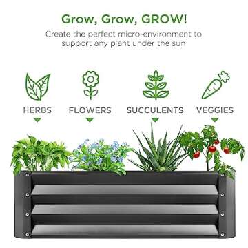Best Choice Products 6x3x1ft Outdoor Metal Raised Garden Bed Box Vegetable Planter for Vegetables, Flowers, Herbs, and Succulents - Dark Gray