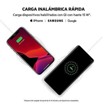 Belkin 15W Boost Charge Induction Charger (Qi Certified Wireless Charger for iPhone, AirPods, Samsung, Google and More, AC Adapter Included, White)